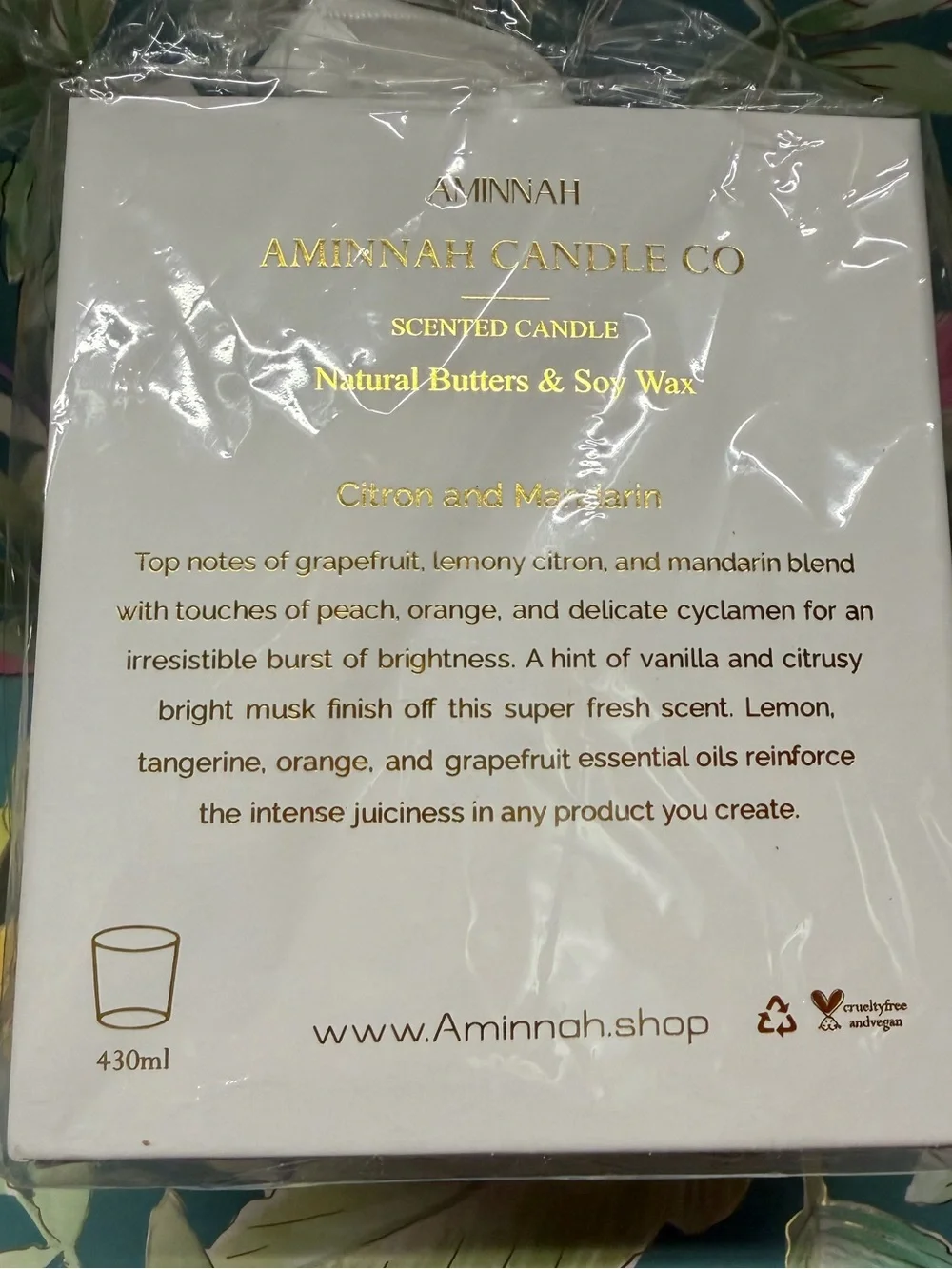 Aminnah Citron & Mandarin Soy Candle 430ml Gift Box NWT